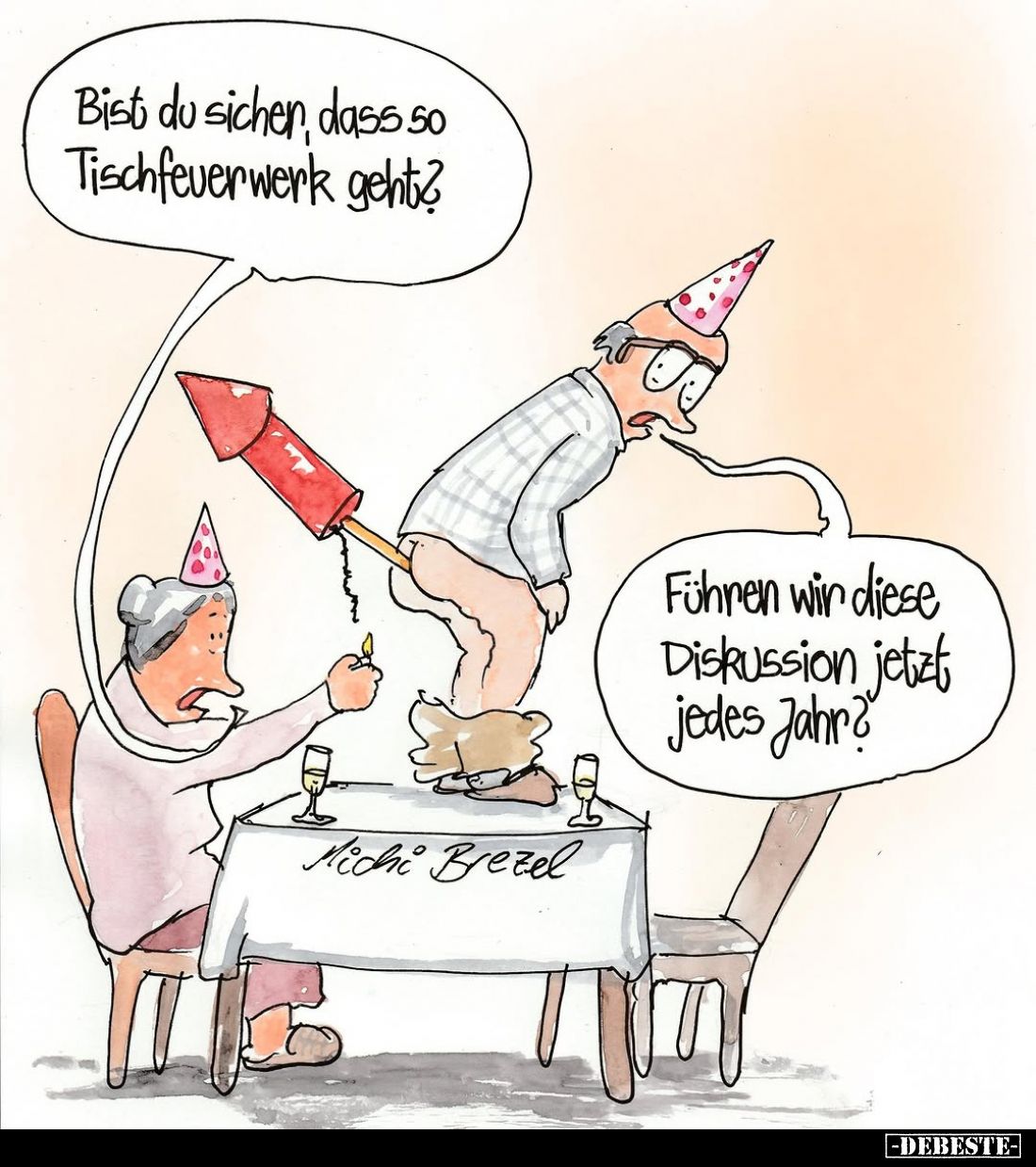 Bist du sicher, dass so Tischfeuerwerk geht? -
Führen wir diese Diskussion jetzt jedes Jahr?