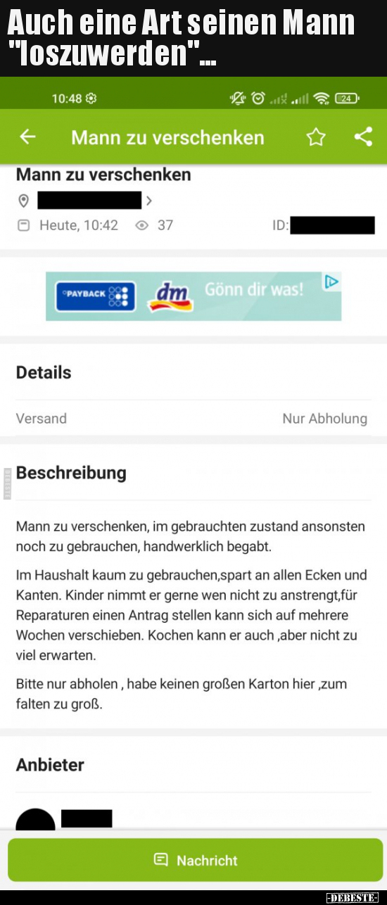 Mann zu verschenken...