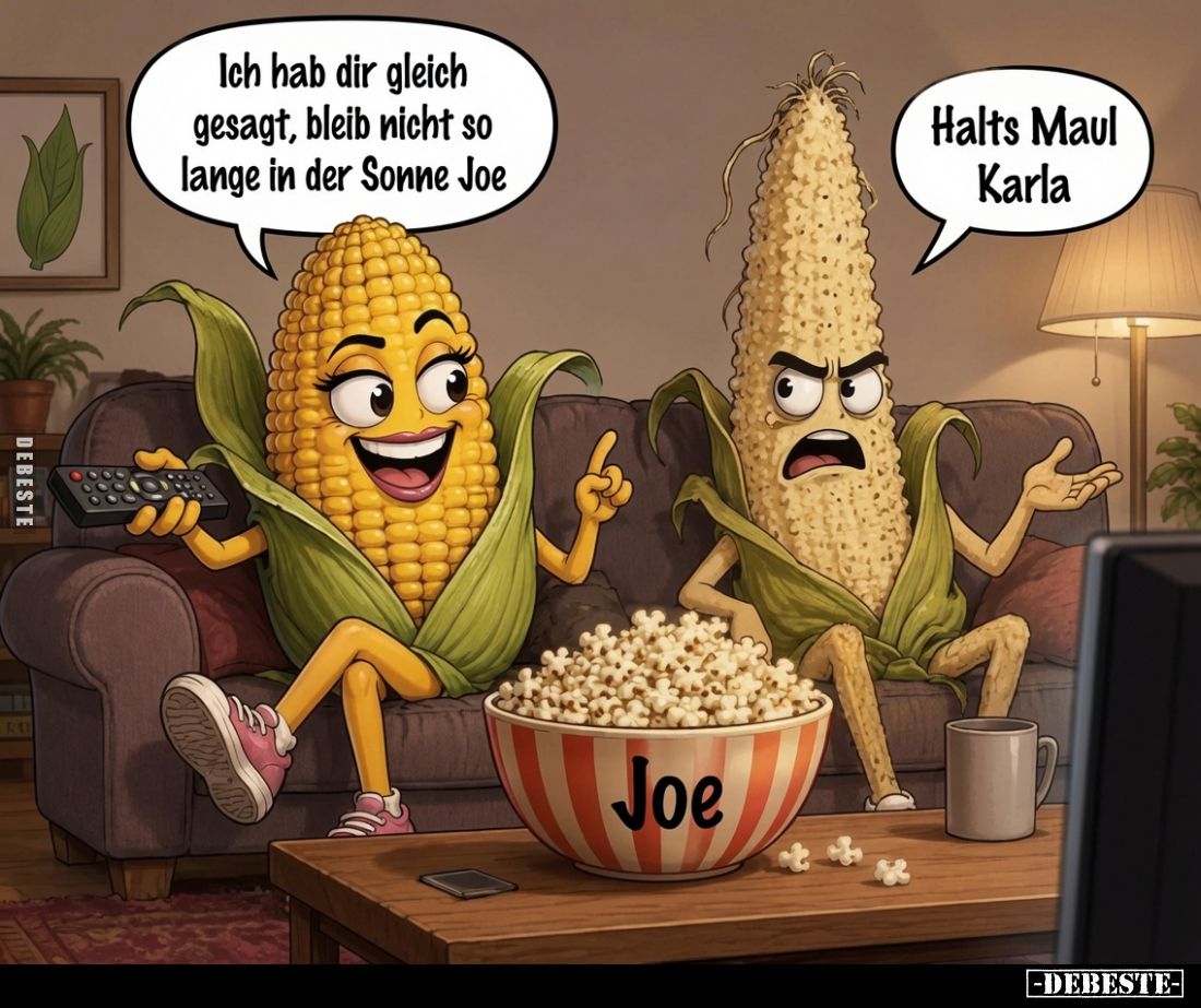 Ich hab dir gleich gesagt, bleib nicht so lange in der Sonne Joe.
Halts Maul Karla.