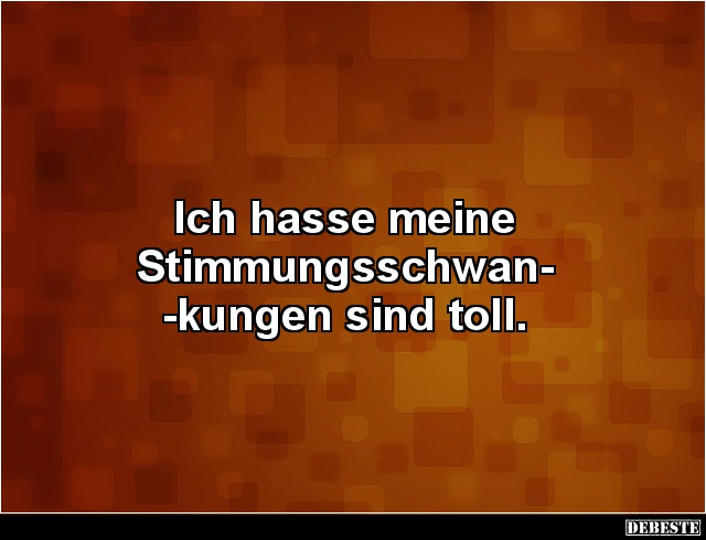 Ich hasse meine 
Stimmungsschwan-
-kungen sind toll.