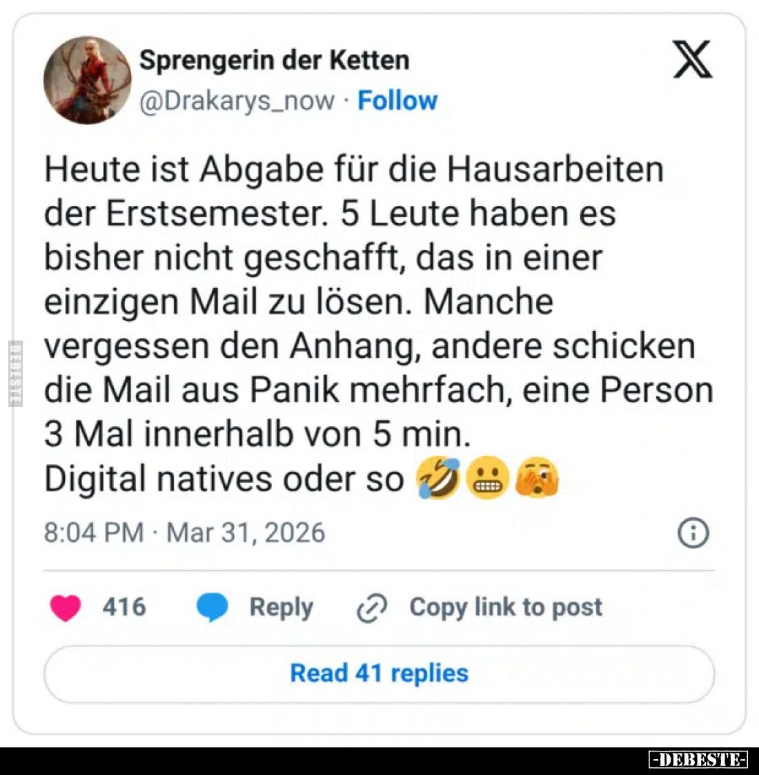 Heute ist Abgabe für die Hausarbeiten der Erstsemester. 5.. - Lustige Bilder | DEBESTE.de