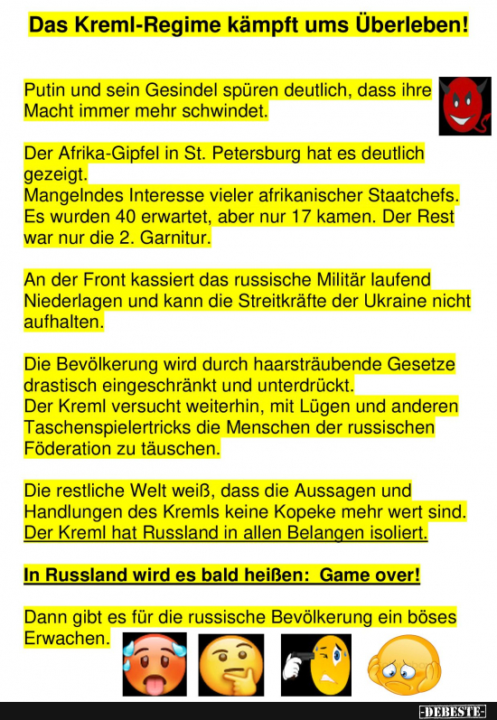 Putin und sein Gesindel steuern auf das Ende zu. - Lustige Bilder | DEBESTE.de