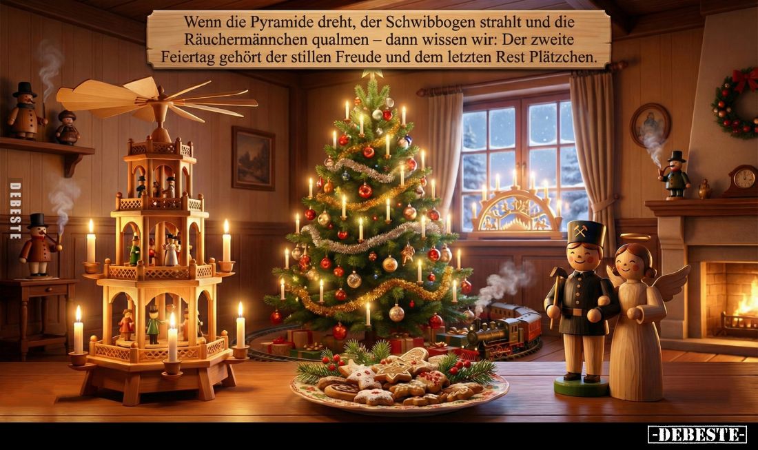 Wenn die Pyramide dreht, der Schwibbogen strahlt und die Räuchermännchen qualmen - dann wissen wir: Der zweite Feiertag gehör...