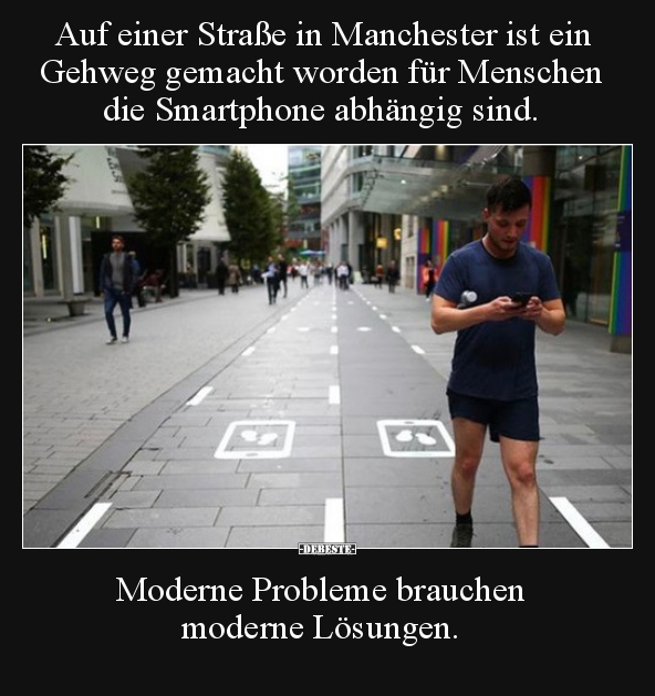 Auf einer Straße in Manchester ist ein Gehweg gemacht..