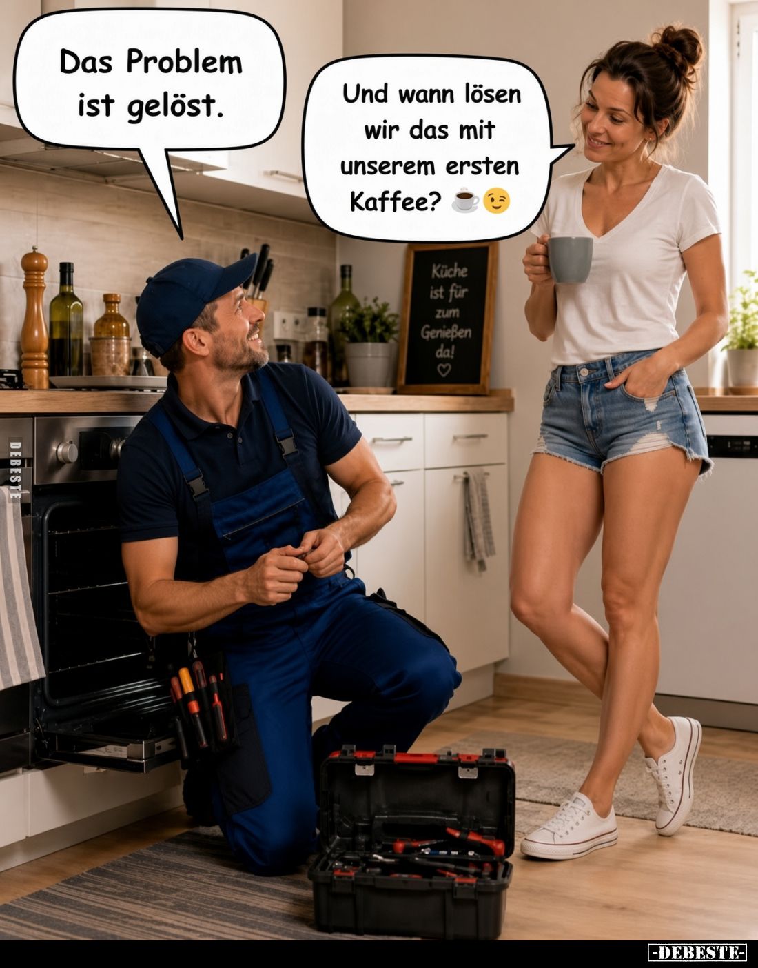Das Problem ist gelöst.
Und wann lösen wir das mit unserem ersten Kaffee?