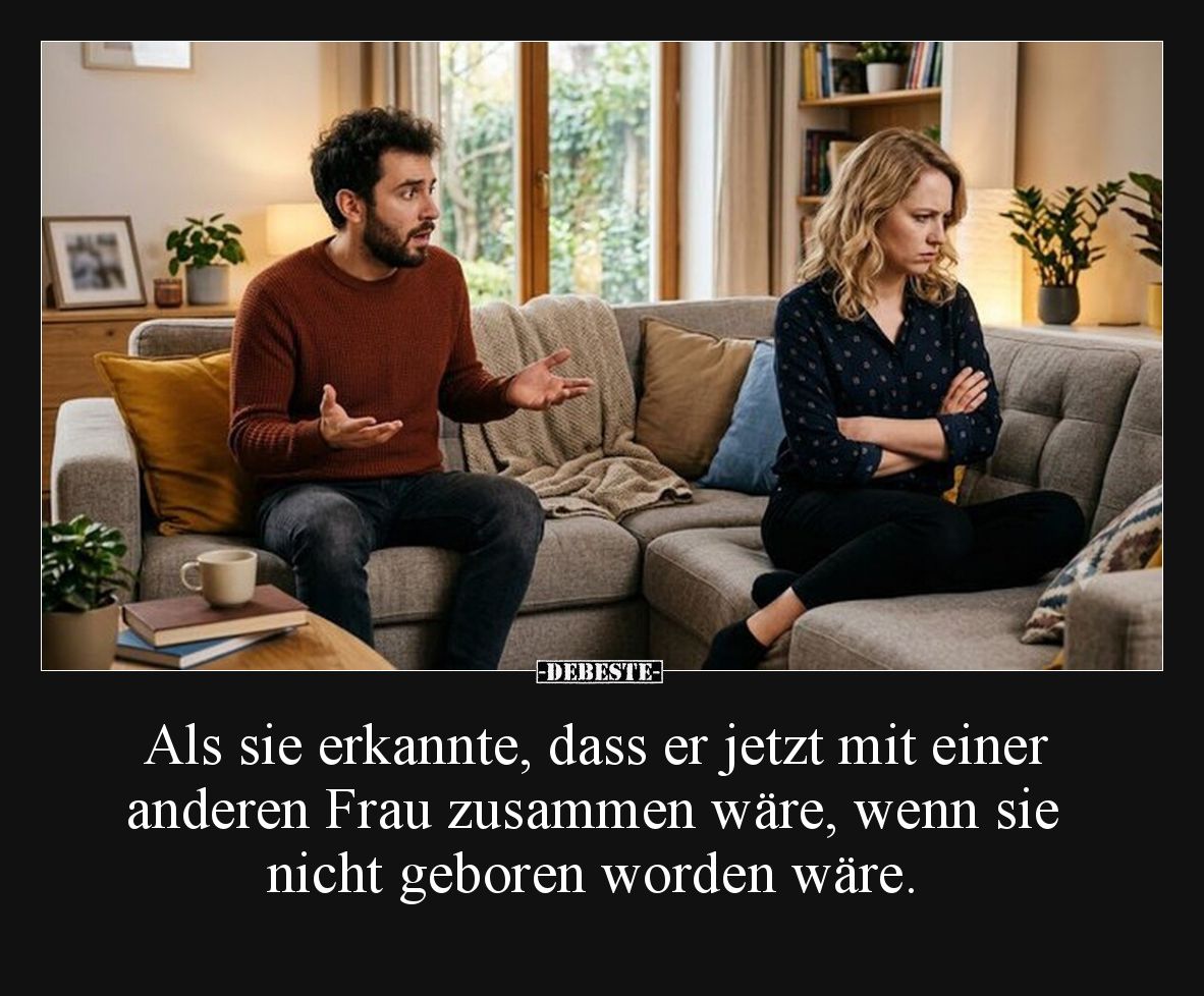 Als sie erkannte, dass er jetzt mit einer anderen Frau zusammen wäre, wenn sie nicht geboren worden wäre.