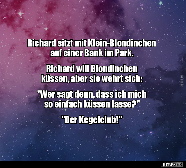 Richard sitzt mit Klein-Blondinchen auf einer Bank im.. - Lustige Bilder | DEBESTE.de