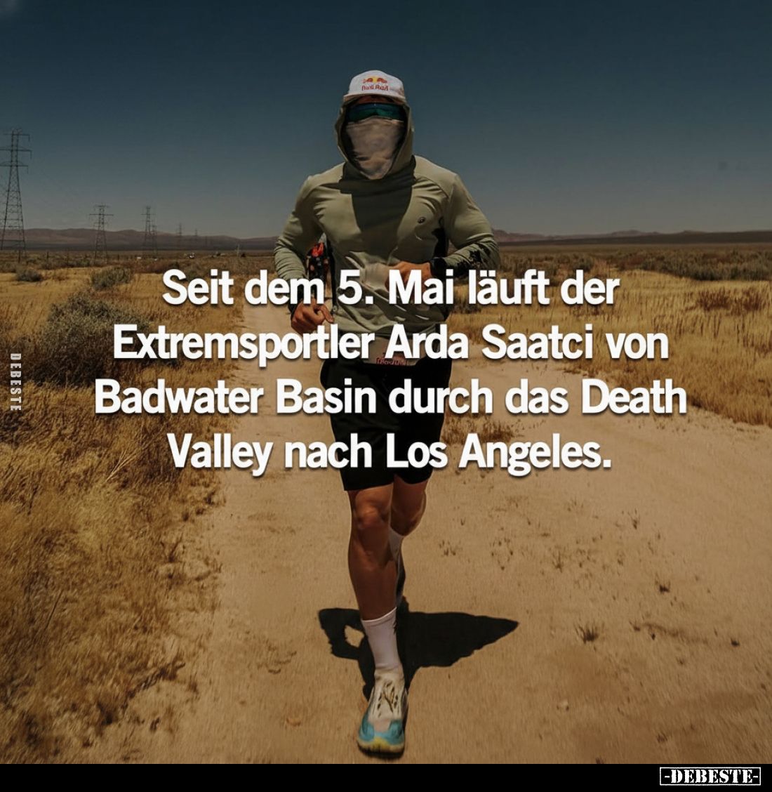Seit dem 5. Mai läuft der Extremsportler Arda Saatci von Badwater Basin durch das Death Valley nach Los Angeles.