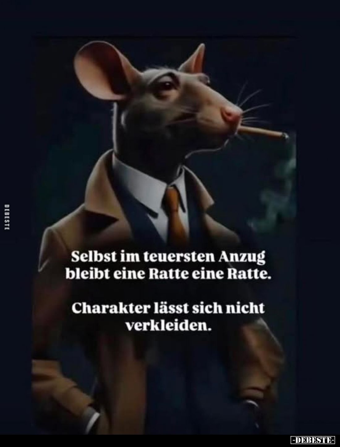 Selbst im teuersten Anzug bleibt eine Ratte eine Ratte.
Charakter lässt sich nicht verkleiden.