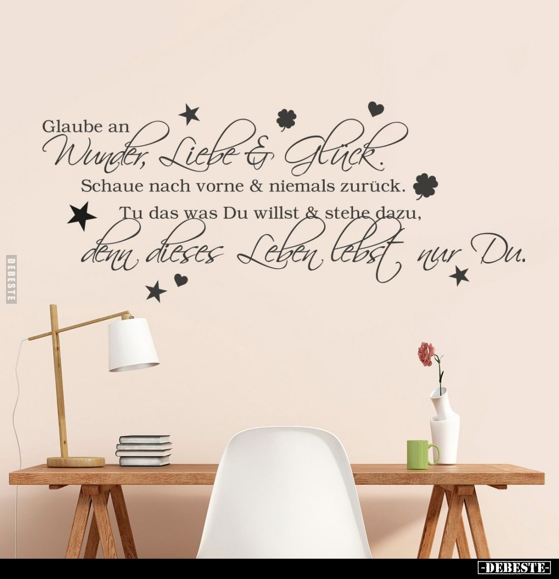 Glaube an Wunder,
Liebe und Glück! Schaue nach vorne und niemals zurück! Tu das was du willst und stehe dazu, denn dieses Le...