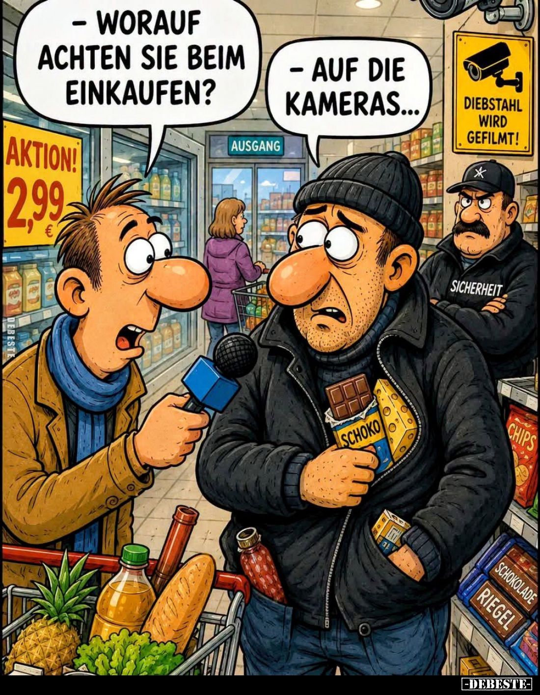 Worauf achten sie beim Einkaufen?
- Auf die Kameras.