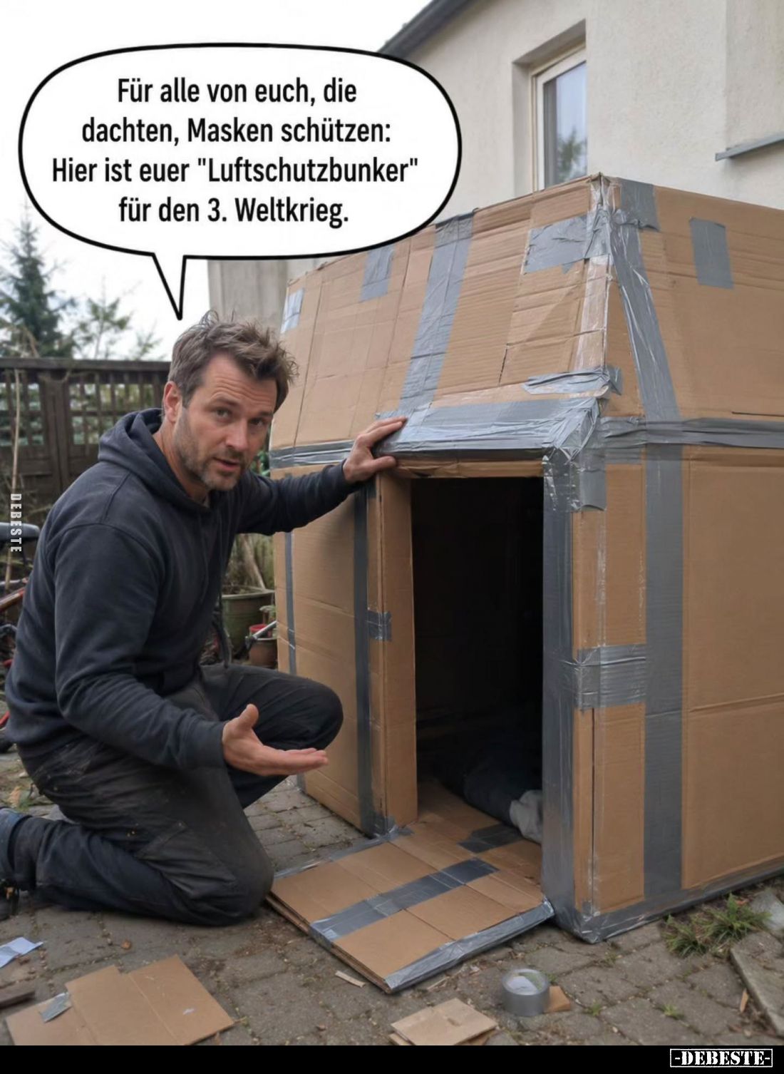Für alle von euch, die dachten, Masken schützen:
Hier ist euer "Luftschutzbunker" für den 3. Weltkrieg.