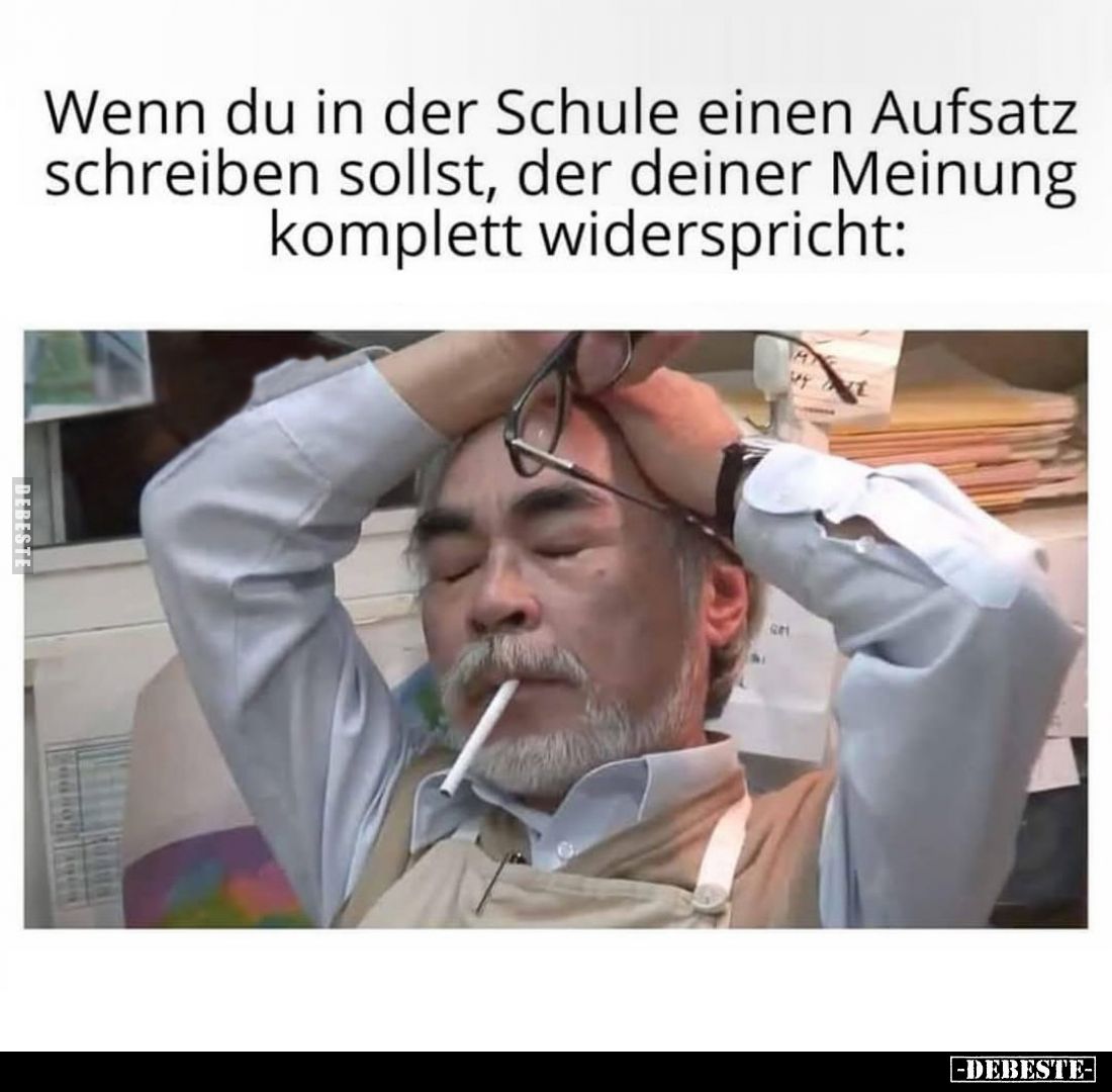 Wenn du in der Schule einen Aufsatz schreiben sollst, der deiner Meinung komplett widerspricht: