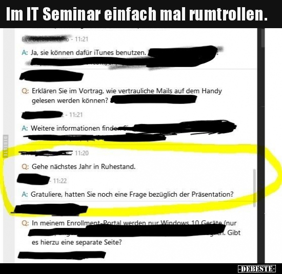 Im IT Seminar einfach mal rumtrollen... - Lustige Bilder | DEBESTE.de