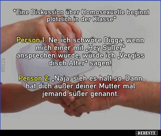 Eine Diskussion über Homosexuelle beginnt plötzlich in der.. - Lustige Bilder | DEBESTE.de