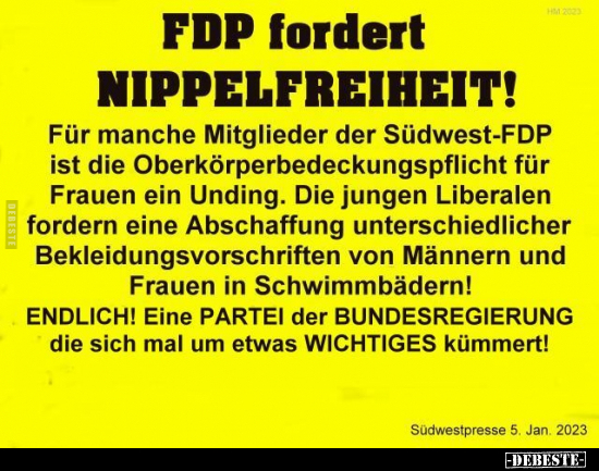 FDP fordert NIPPELFREIHEIT! Für manche Mitglieder der.. - Lustige Bilder | DEBESTE.de