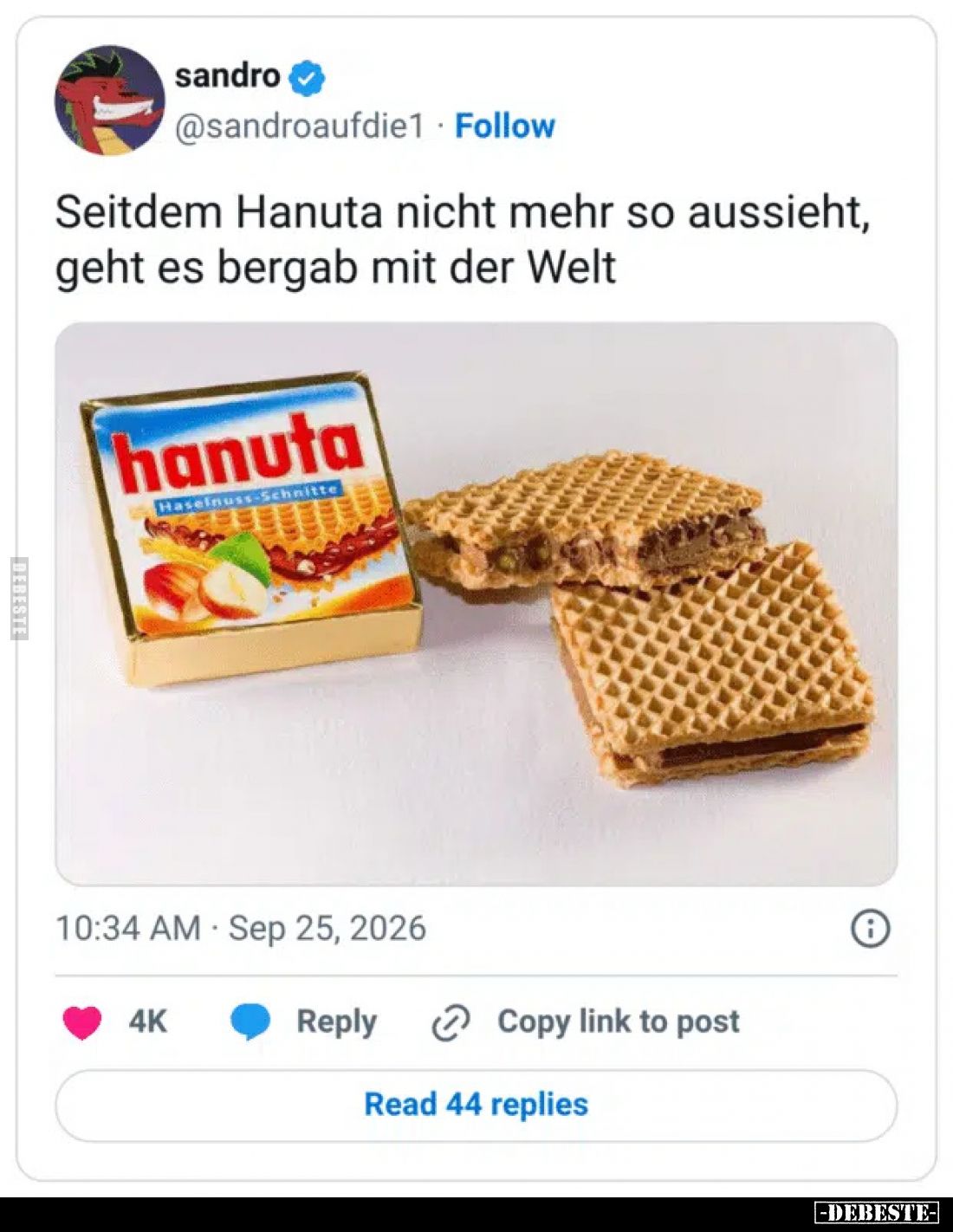 Seitdem Hanuta nicht mehr so aussieht, geht es bergab mit der Welt