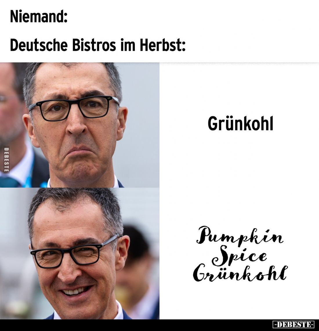Deutsche Bistros im Herbst:
Grünkohl -
Pumpkin Spice Grünkohl.