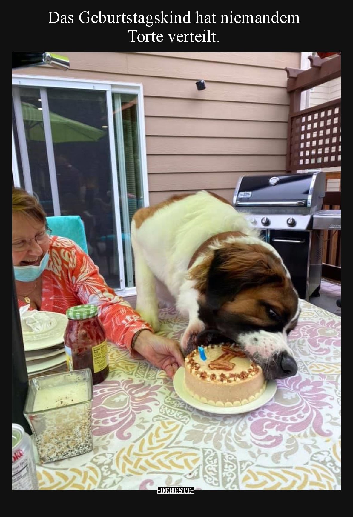 Das Geburtstagskind hat niemandem Torte verteilt.