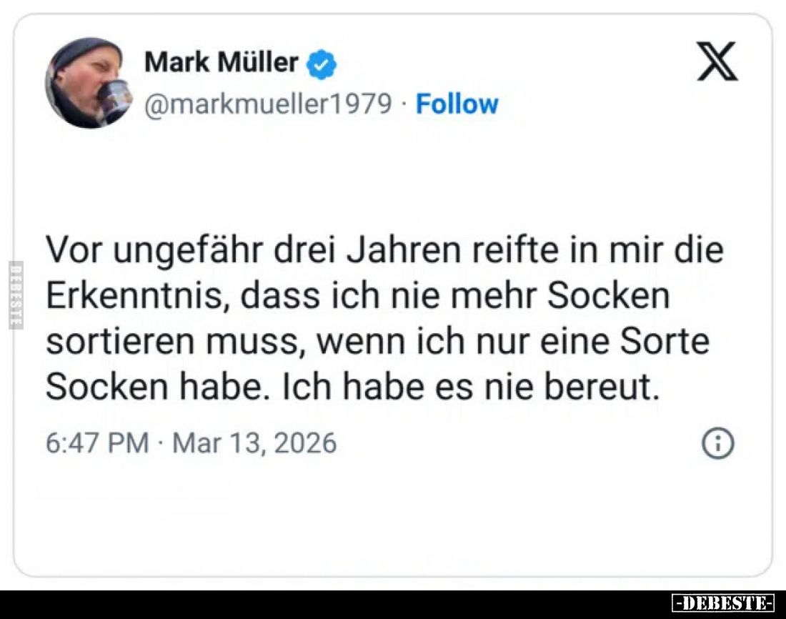 Vor ungefähr drei Jahren reifte in mir die Erkenntnis, dass ich nie mehr Socken sortieren muss, wenn ich nur eine Sorte Socke...