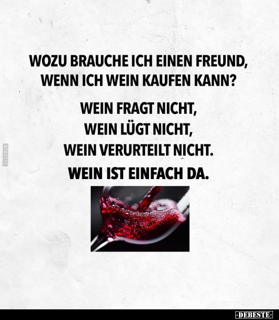 Wozu brauche ich einen Freund, wenn ich Wein kaufen.. - Lustige Bilder | DEBESTE.de