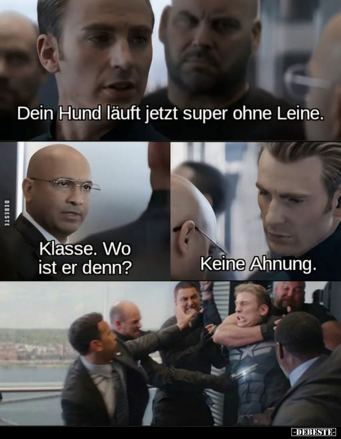 Dein Hund läuft jetzt super ohne Leine. -
Klasse. Wo ist er denn? -
Keine Ahnung.