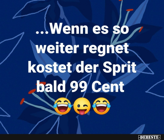 ...Wenn es so weiter regnet kostet der Sprit bald 99 Cent.