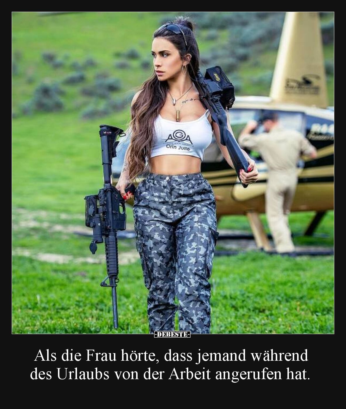 Als die Frau hörte, dass jemand während des Urlaubs von der Arbeit angerufen hat.