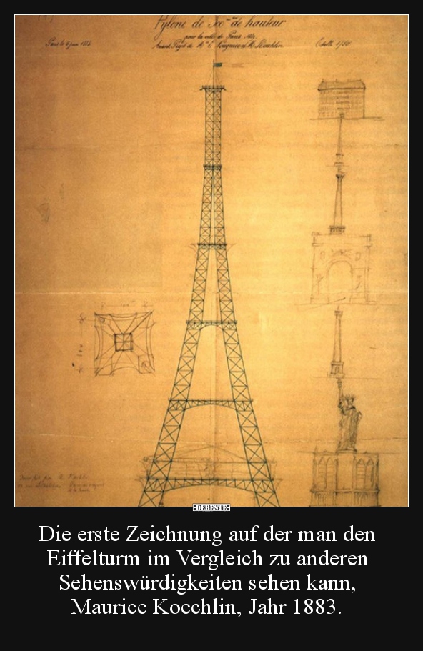 Die erste Zeichnung auf der man den Eiffelturm im.. - Lustige Bilder | DEBESTE.de
