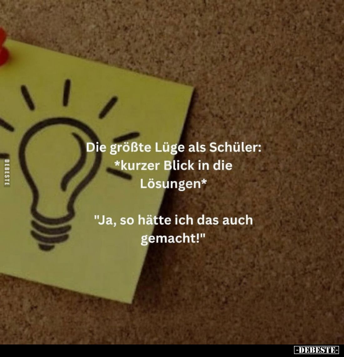 Die größte Lüge als Schüler: *kurzer Blick in die Lösungen* "Ja, so hätte ich das auch gemacht!"