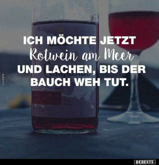Ich möchte jetzt Rotwein am Meer und lachen, bis der Bauch.. - Lustige Bilder | DEBESTE.de
