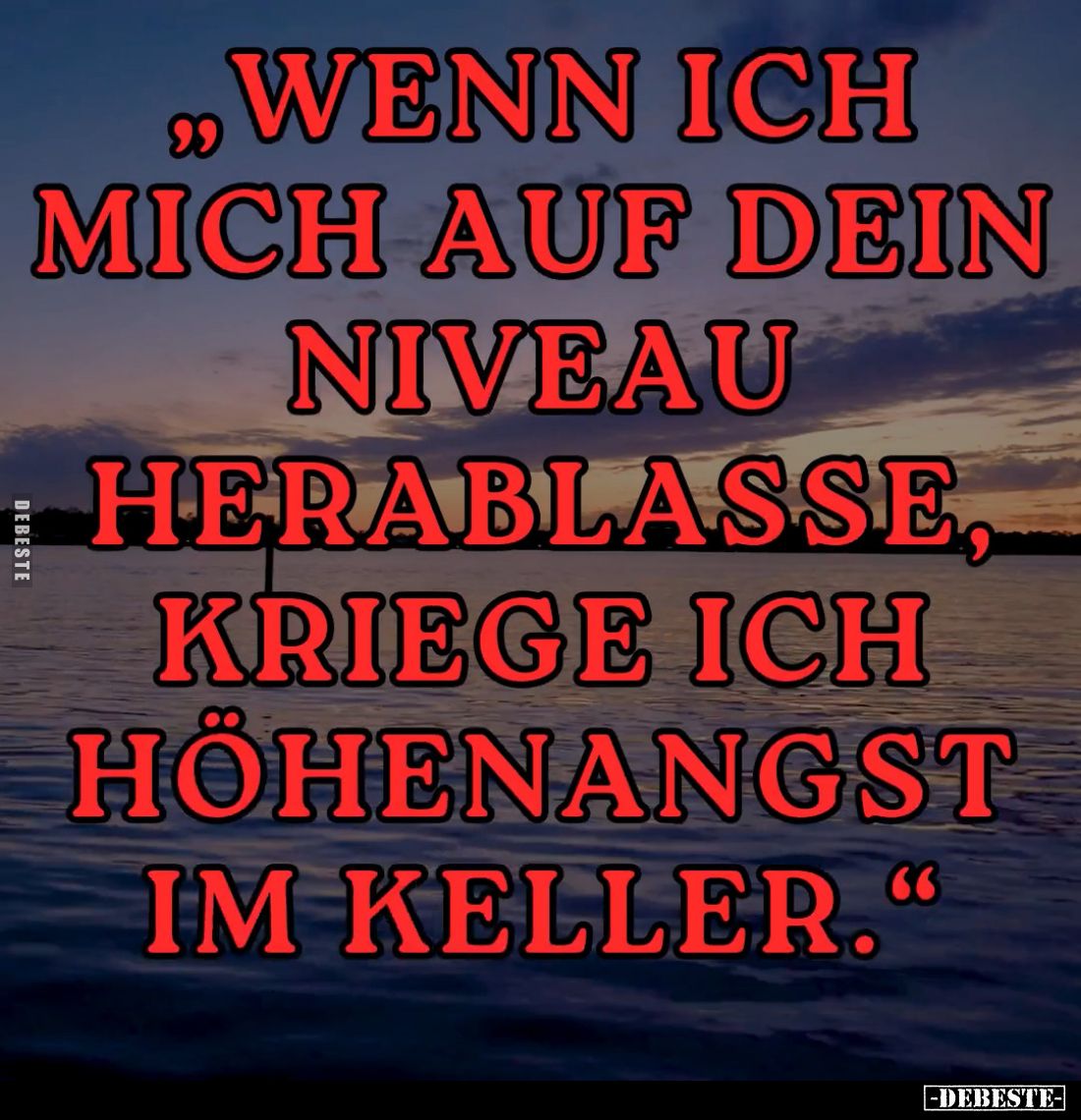 Wenn ich mich auf dein Niveau herablasse, kriege ich Höhenangst im Keller.