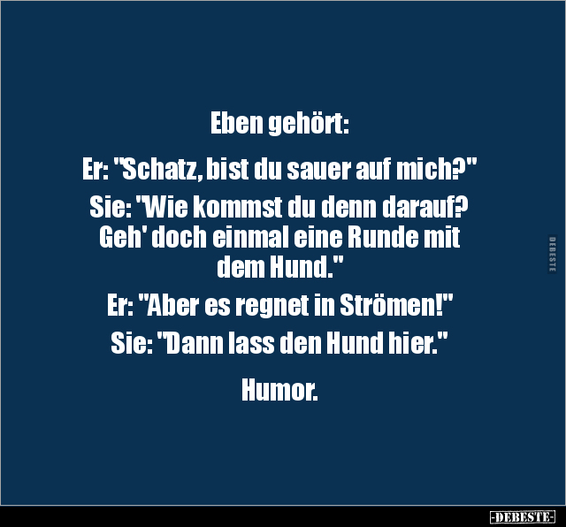 Eben gehört: Er: "Schatz, bist du sauer auf mich?".. - Lustige Bilder | DEBESTE.de