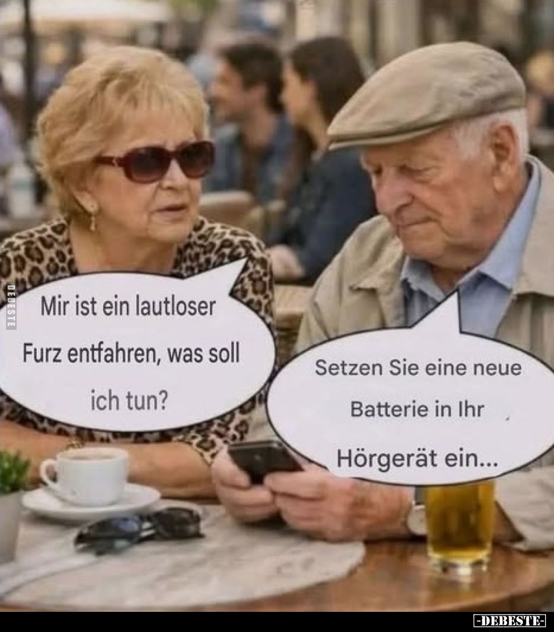 Mir ist ein lautloser Furz entfahren, was soll ich tun?
Setzen Sie eine neue Batterie in Ihr Hörgerät ein...
