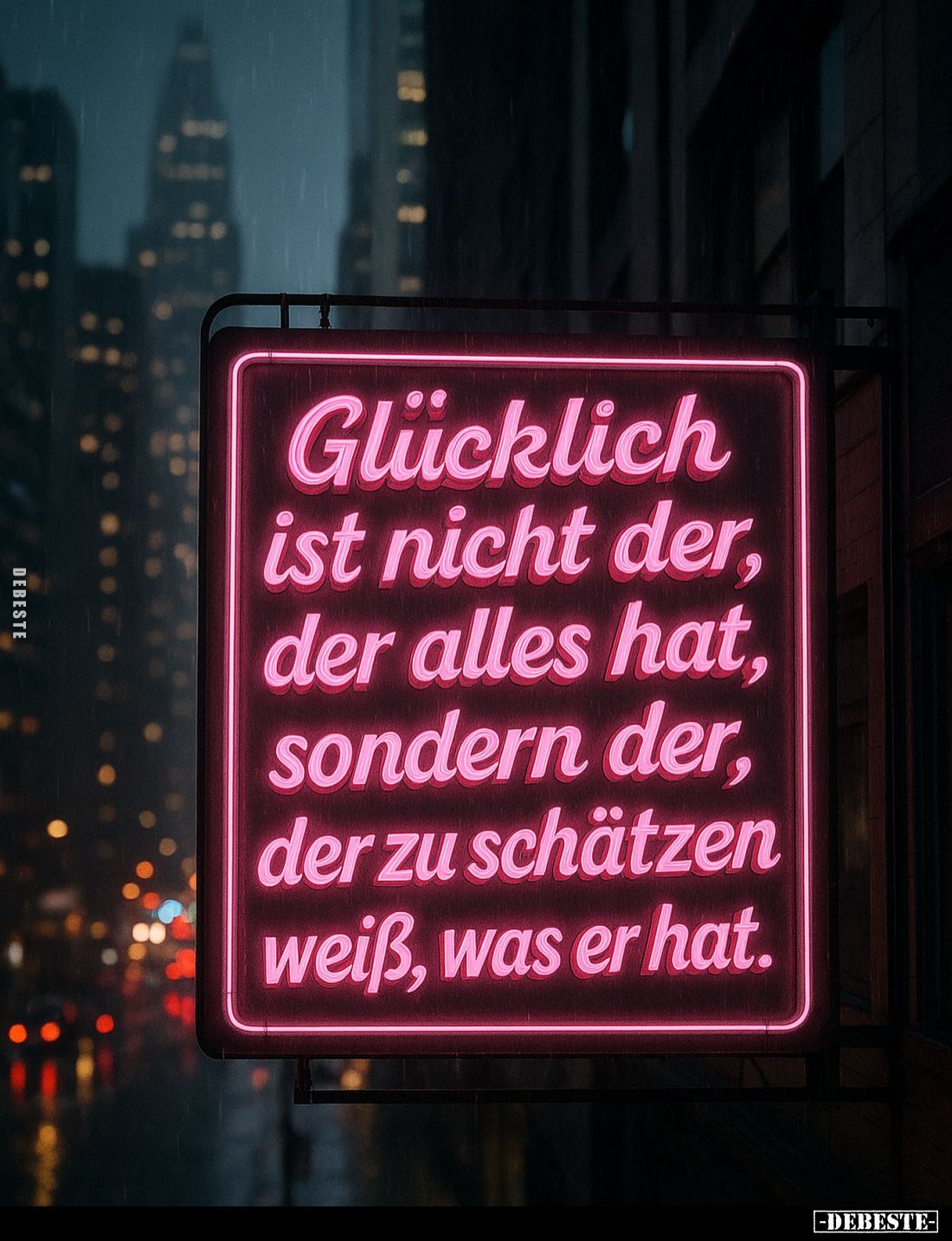 Glücklich ist nicht der, der alles hat, sondern der, der zu schätzen weiß, was er hat.