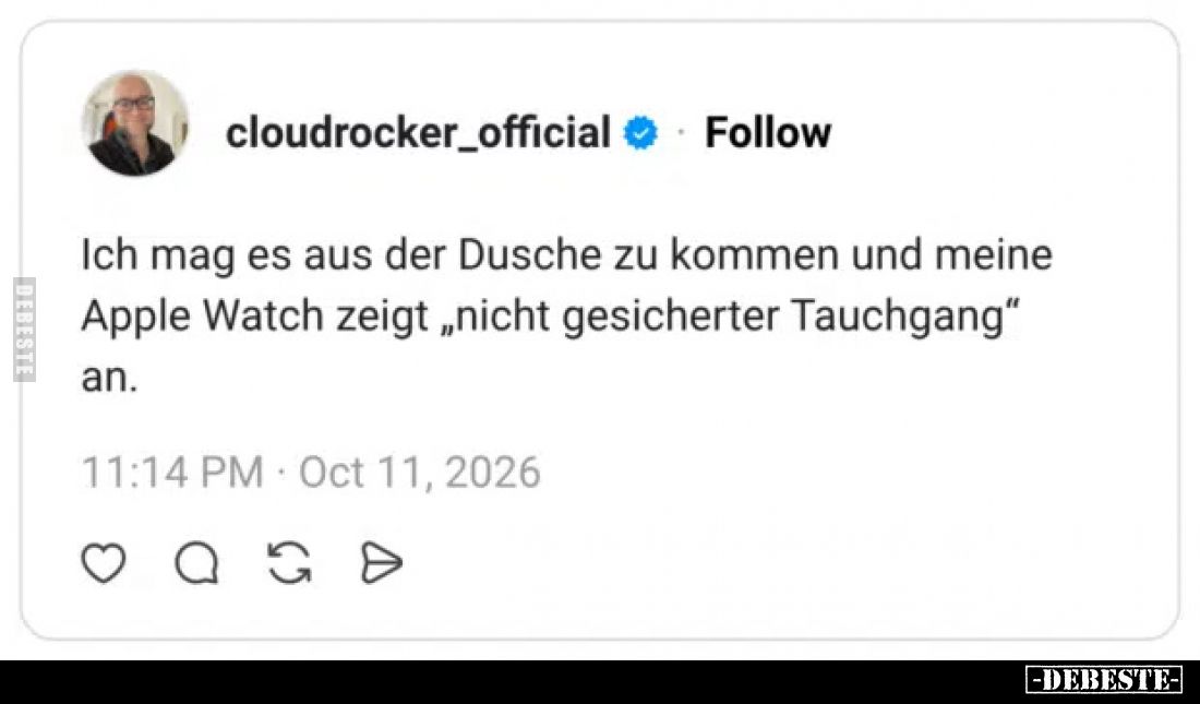 Ich mag es aus der Dusche zu kommen und meine Apple Watch zeigt „nicht gesicherter Tauchgang“ an.