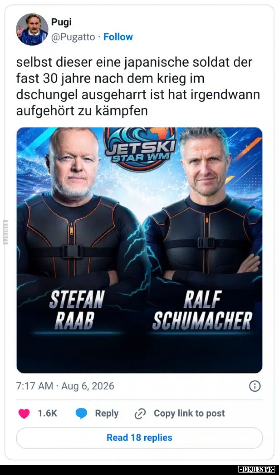 Selbst dieser eine japanische Soldat der fast 30 Jahre nach dem Krieg im Dschungel ausgeharrt ist hat irgendwann aufgehört zu...