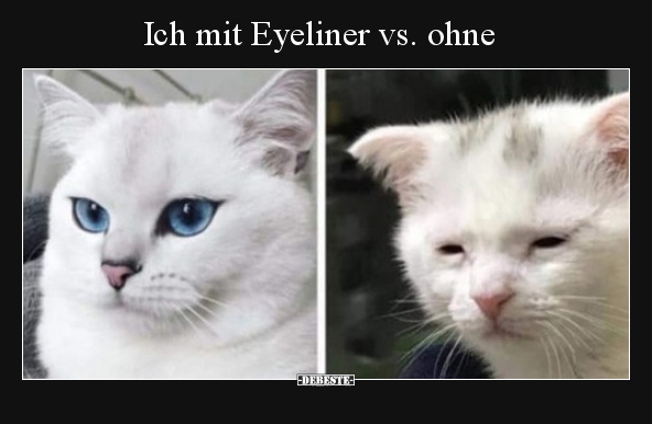 Ich mit Eyeliner vs. ohne..