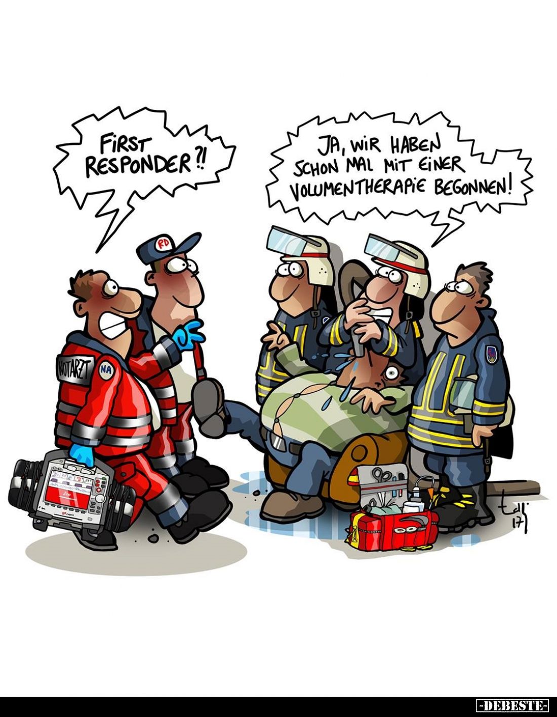 First Responder?! -
Ja, wir haben schon mal mit einer Volumentherapie begonnen!