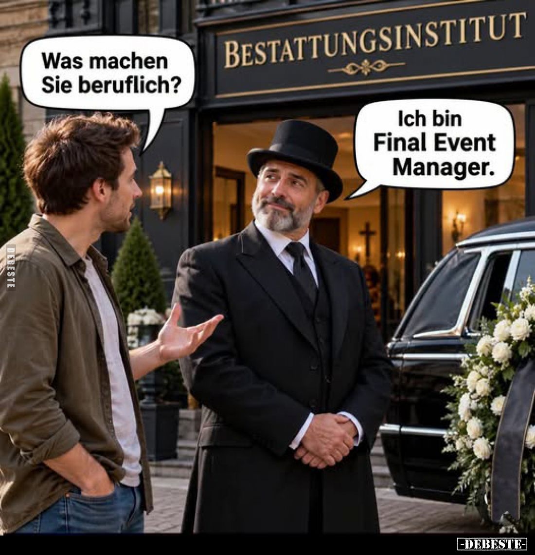 Was machen Sie beruflich?
-
Ich bin Final Event Manager.