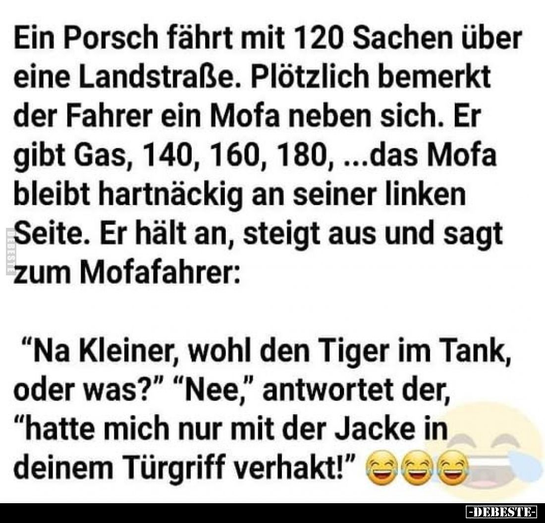 Ein Porsch fährt mit 120 Sachen über eine Landstraße... - Lustige Bilder | DEBESTE.de