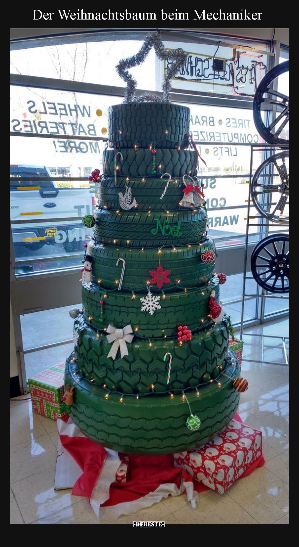 Der Weihnachtsbaum beim Mechaniker