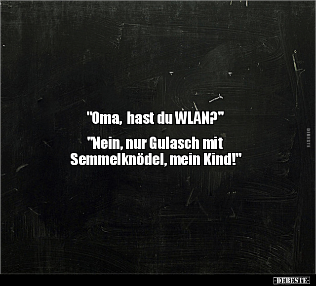 "Oma, hast du WLAN?" "Nein, nur Gulasch mit Semmelknödel.." - Lustige Bilder | DEBESTE.de