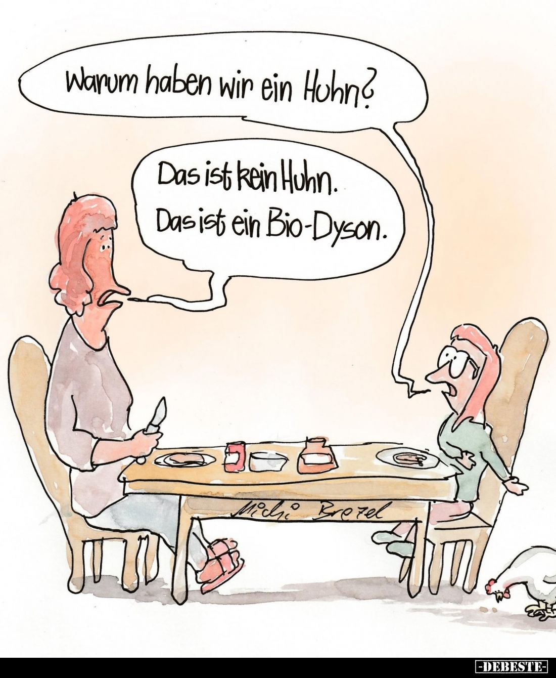 Warum haben wir ein Huhn?
Das ist kein Huhn.
Das ist ein Bio-Dyson.