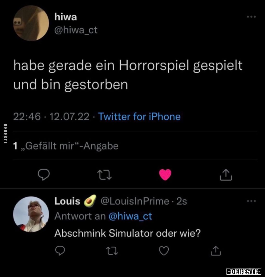 habe gerade ein Horrorspiel gespielt und bin gestorben
-
Abschmink Simulator oder wie?