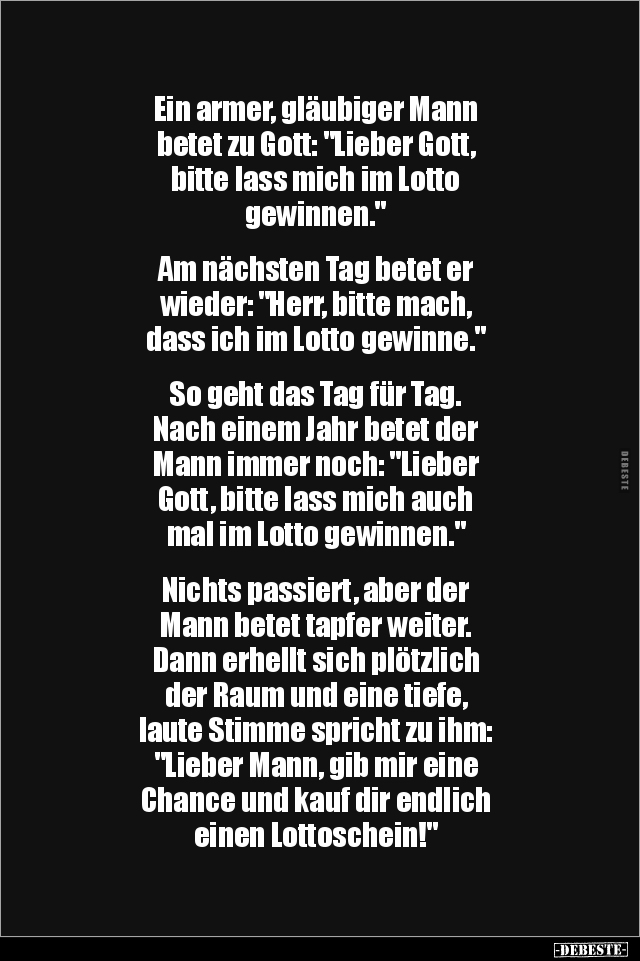 Mann, Gott, Lieber Gott, Bitte, Lotto