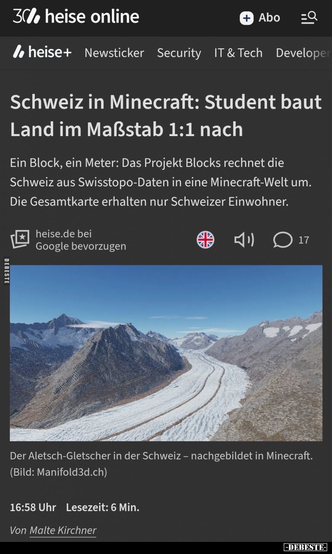 Schweiz in Minecraft: Student baut Land im Maßstab 1:1 nach.



Ein Block, ein Meter: Das Projekt Blocks rechnet die Schw...