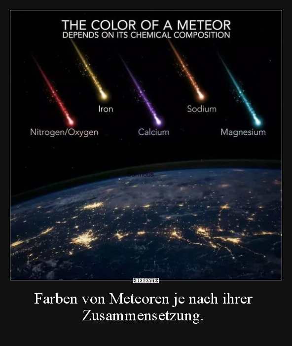 Farben von Meteoren je nach ihrer Zusammensetzung... - Lustige Bilder | DEBESTE.de