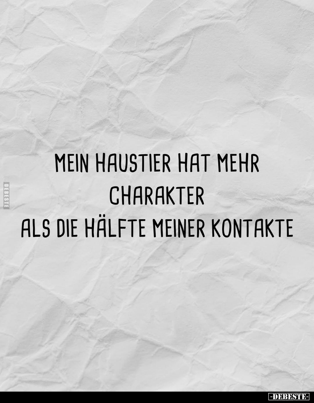 Mein Haustier hat mehr Charakter
als die Hälfte meiner Kontakte