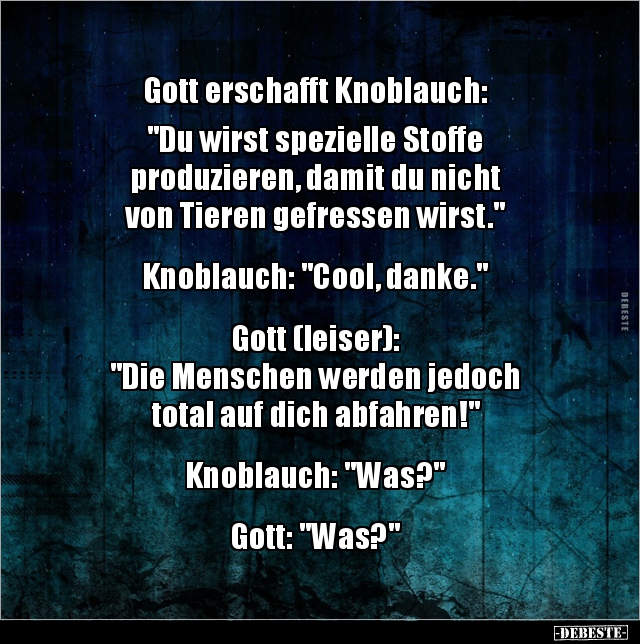 Gott erschafft Knoblauch: "Du wirst spezielle.." - Lustige Bilder | DEBESTE.de